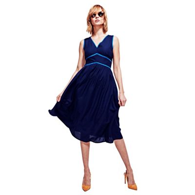 Navy Retro Crepe Sundress in CoolFresh Fabric